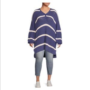 Women’s Plus Size Stripe Henley Tunic Sweater Size 1X
